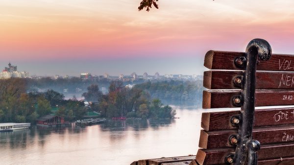 Romantična klupa i pogled na reke sa Kalemegdana