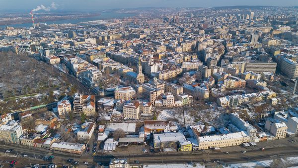 Zimski Kosančićev venac i Saborna crkva iz vazduha